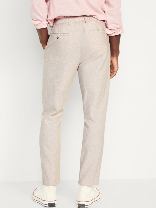 Loose Taper Linen-Blend Ankle Pants