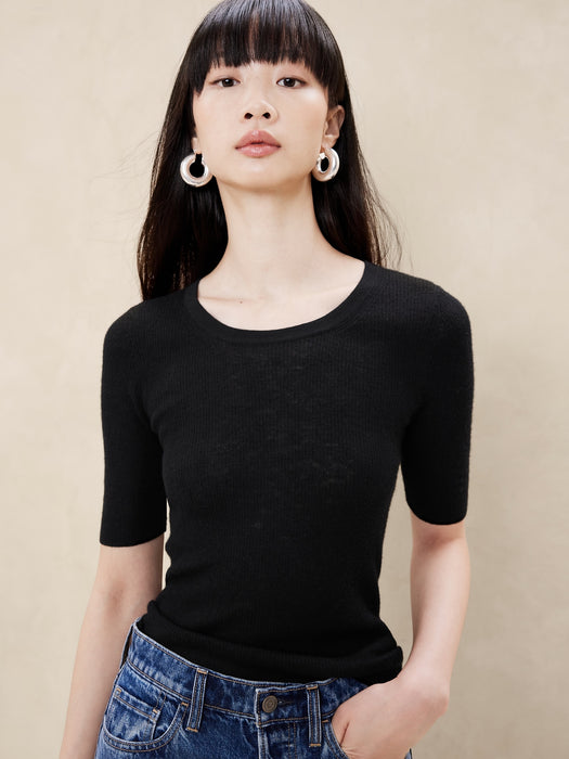 Caro Lightweight Cashmere Short-Sleeve Sweater