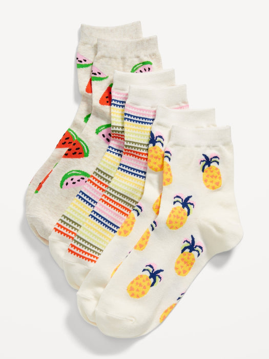 Novelty Quarter Crew Socks 3-Pack