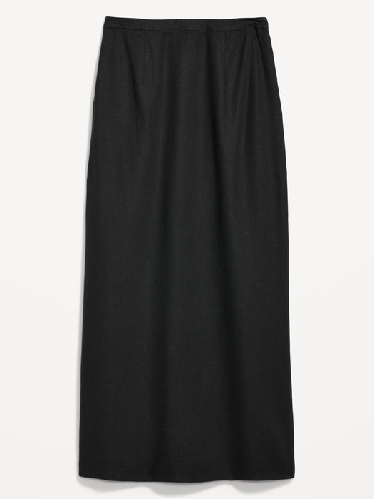 High-Waisted Linen-Blend Maxi Skirt