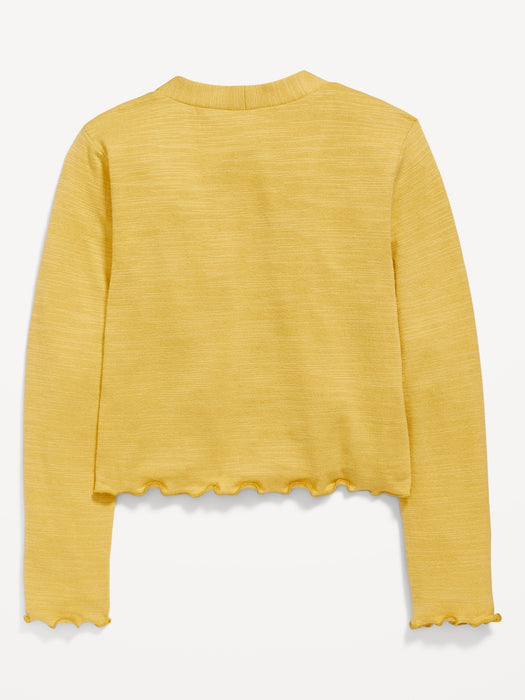 Cozy Cropped Button-Front Cardigan Sweater for Girls