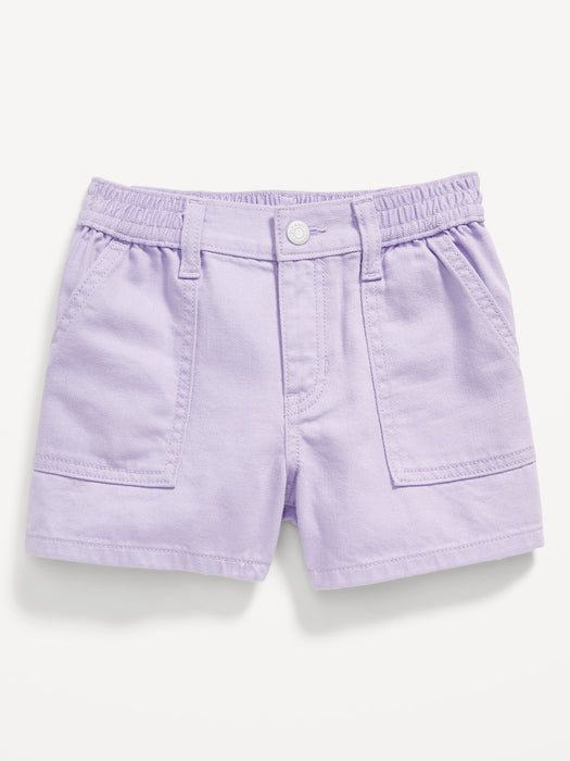 Elasticized High-Waisted Utility Jean Shorts for Girls