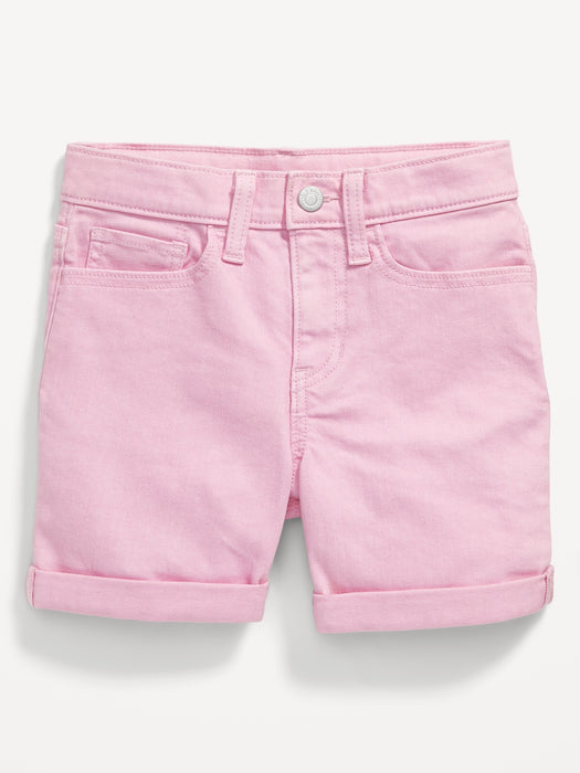 High-Waisted Double-Rolled-Cuff Midi Shorts for Girls