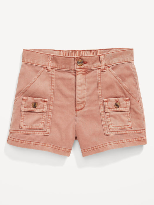 Cargo-Pocket Twill Shorts for Girls