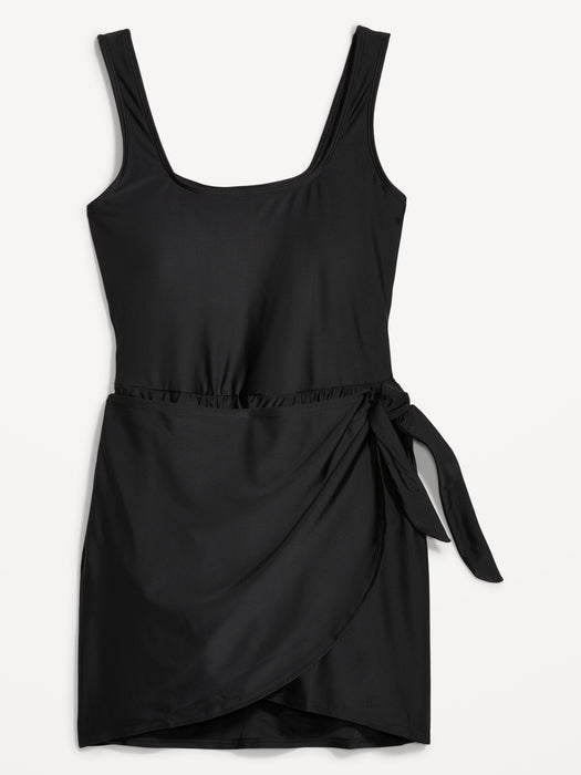 Matte Side-Tie Swim Dress