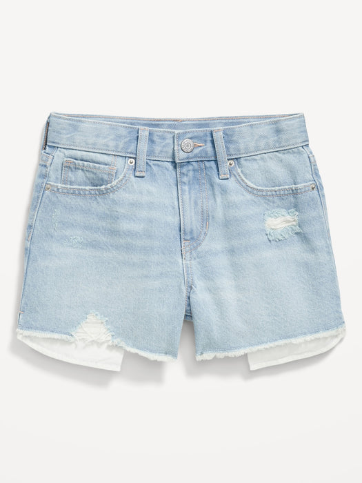 High-Waisted Ripped Jean Shorts for Girls