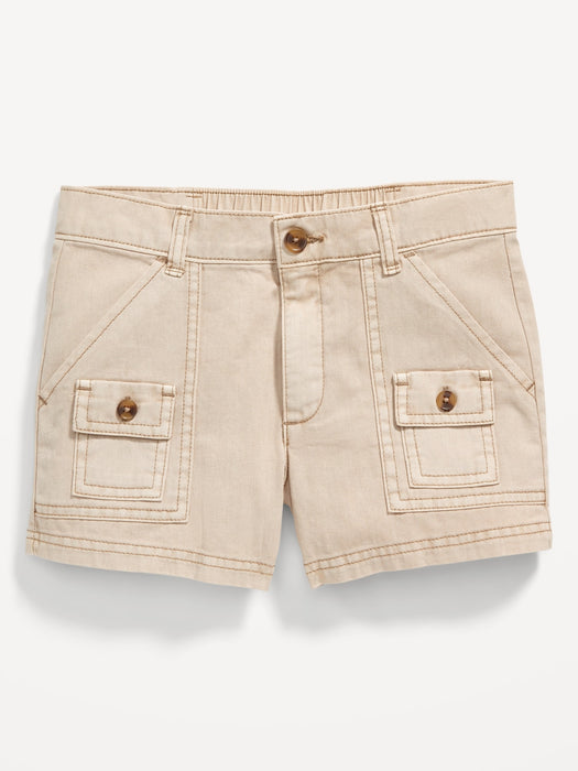 Cargo-Pocket Twill Shorts for Girls
