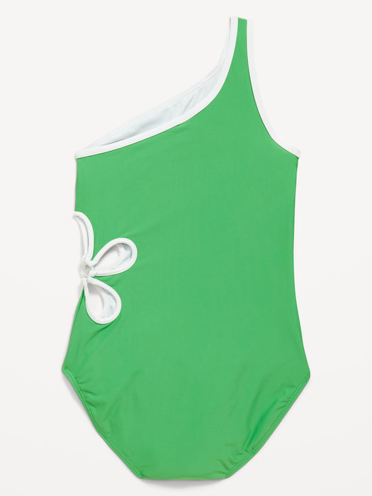 One-Shoulder Side-Cutout One-Piece Swimsuit for Girls