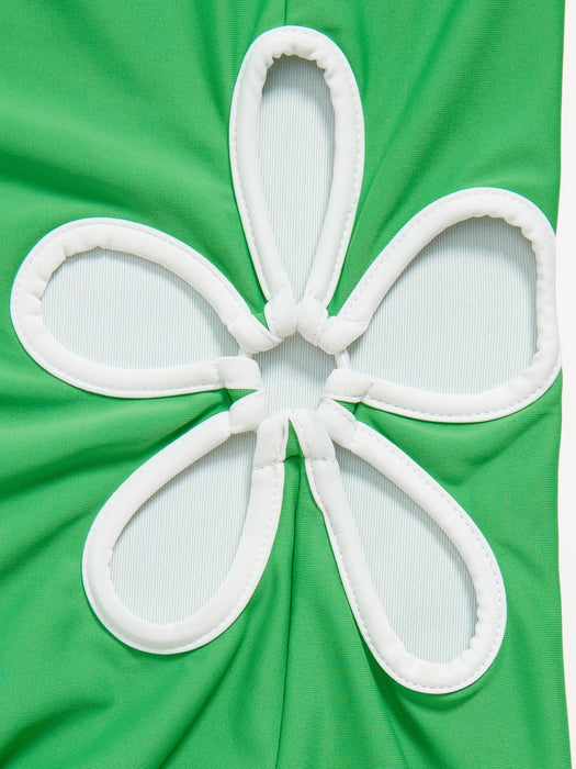 One-Shoulder Side-Cutout One-Piece Swimsuit for Girls