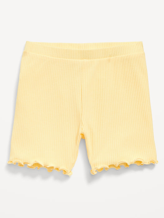 Rib-Knit Lettuce-Edge Biker Shorts for Toddler Girls