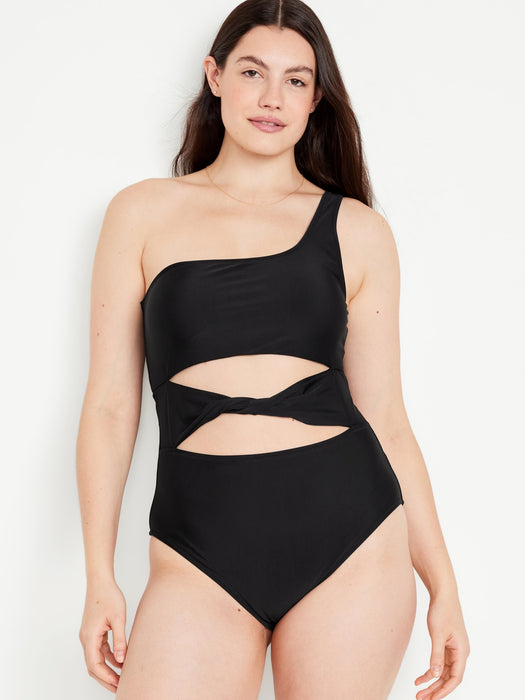 Twist-Front One-Shoulder Swimsuit