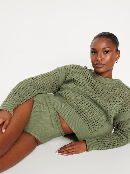 High-Waisted Crochet Bikini Swim Bottoms