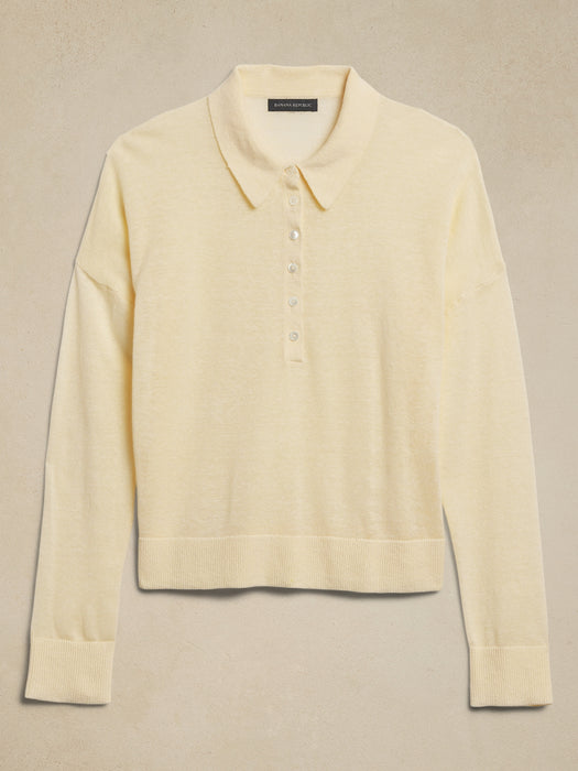 Fern Linen-Blend Sweater Polo