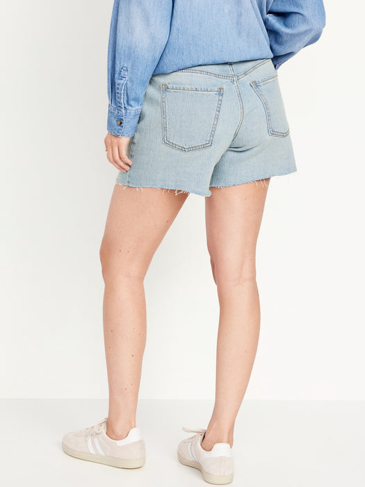 Mid-Rise Boyfriend Cut-Off Jean Shorts -- 5-inch inseam