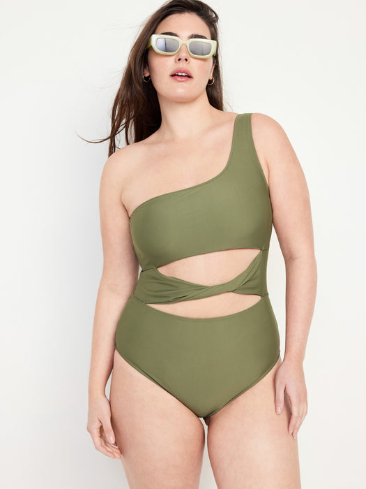 Twist-Front One-Shoulder Swimsuit