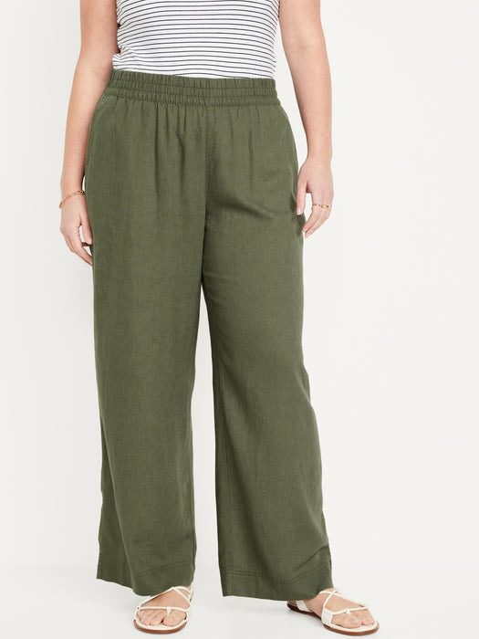High-Waisted Linen-Blend Wide-Leg Pants