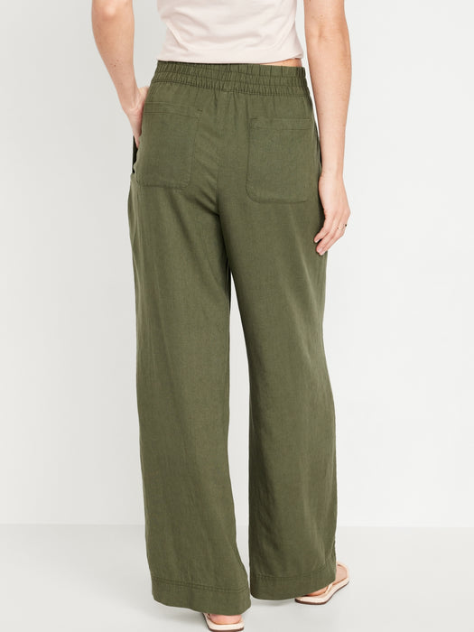 High-Waisted Linen-Blend Wide-Leg Pants