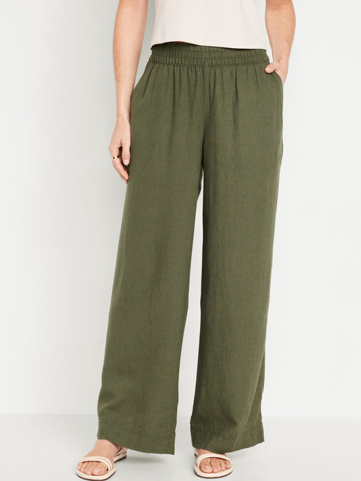 High-Waisted Linen-Blend Wide-Leg Pants