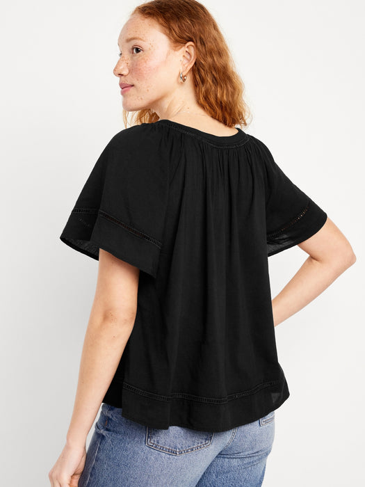 V-Neck Lace-Trim Top