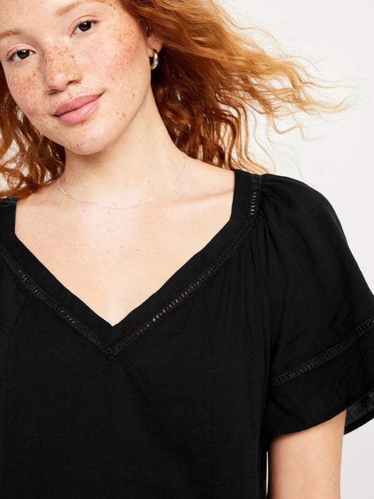 V-Neck Lace-Trim Top