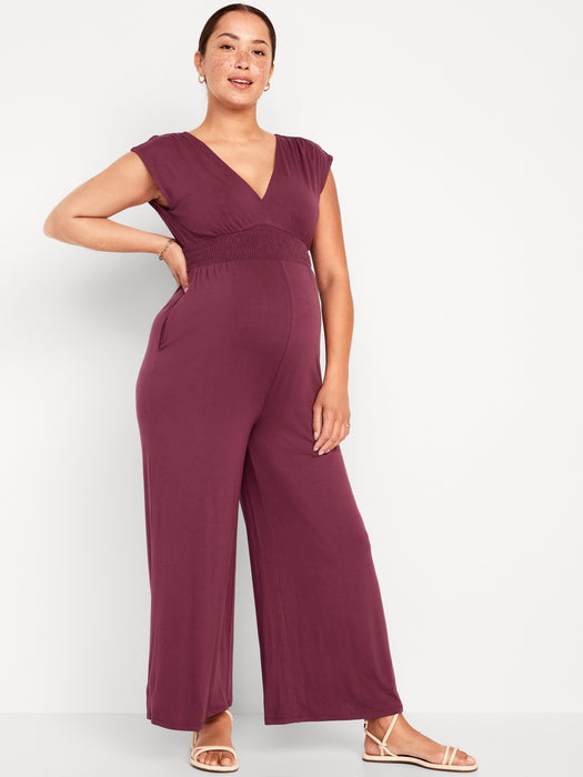 Maternity V-Neck Wide-Leg Jumpsuit