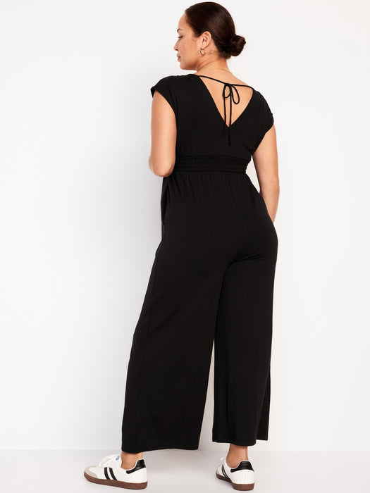 Maternity V-Neck Wide-Leg Jumpsuit