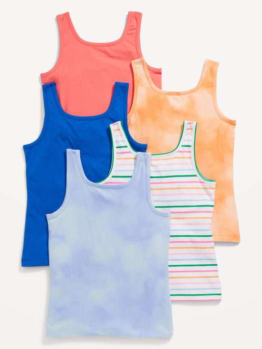 Square-Neck Tank Top 5-Pack for Girls