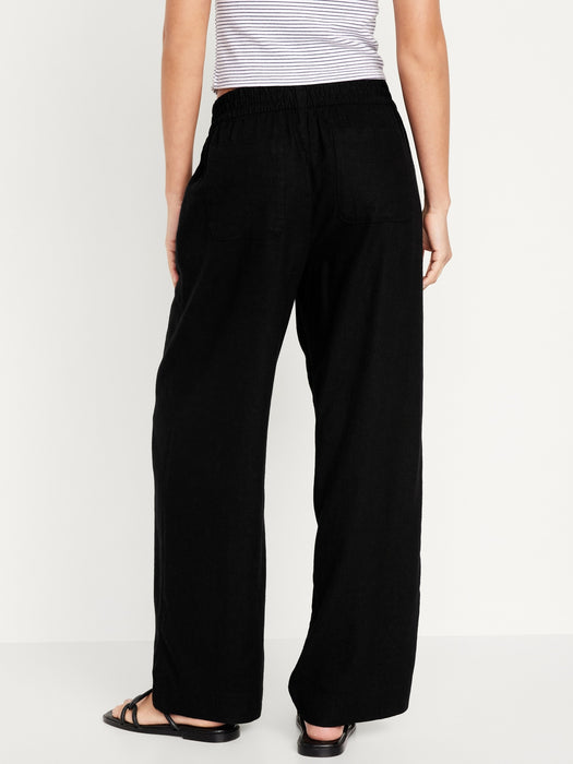 High-Waisted Linen-Blend Wide-Leg Pants