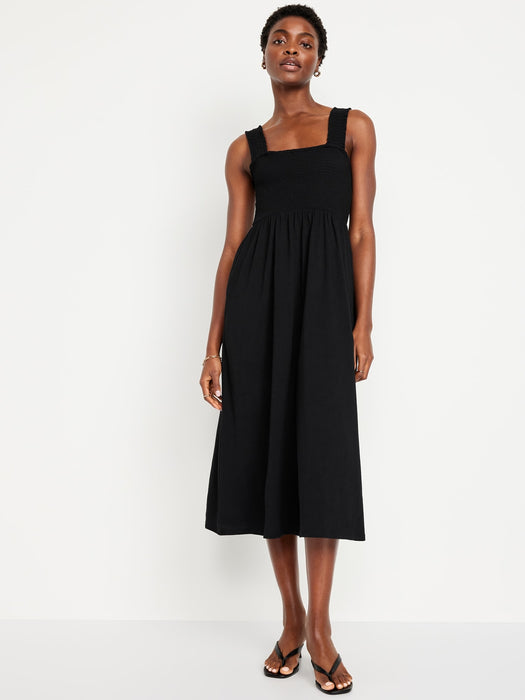 Fit & Flare Smocked Midi Dress