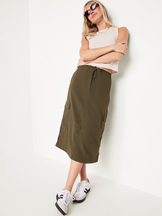 High-Waisted Utility Midi Skirt