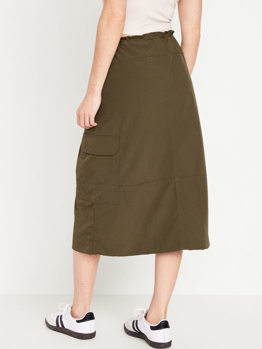 High-Waisted Utility Midi Skirt