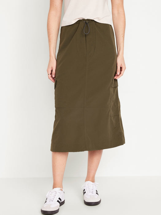 High-Waisted Utility Midi Skirt