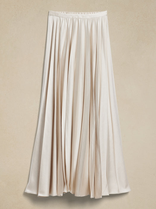 Ness Pleated Satin Maxi Skirt
