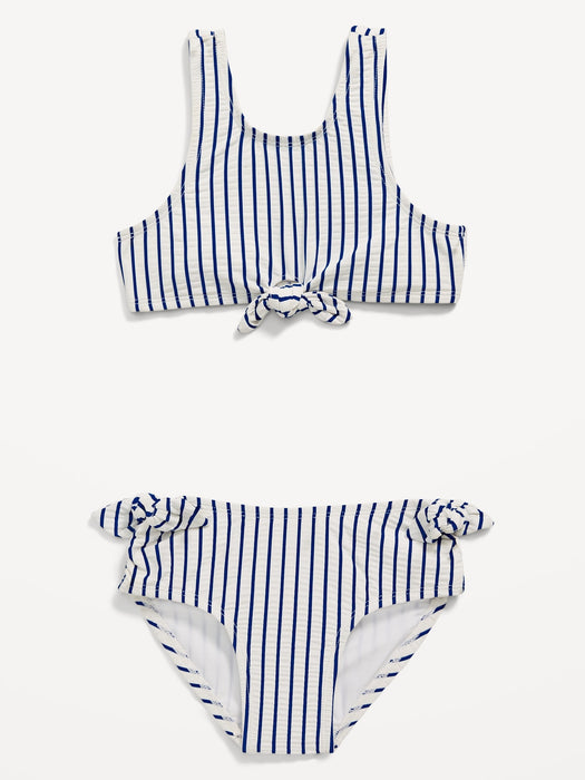 Striped Tie-Front Bikini Swim Set for Toddler Girls