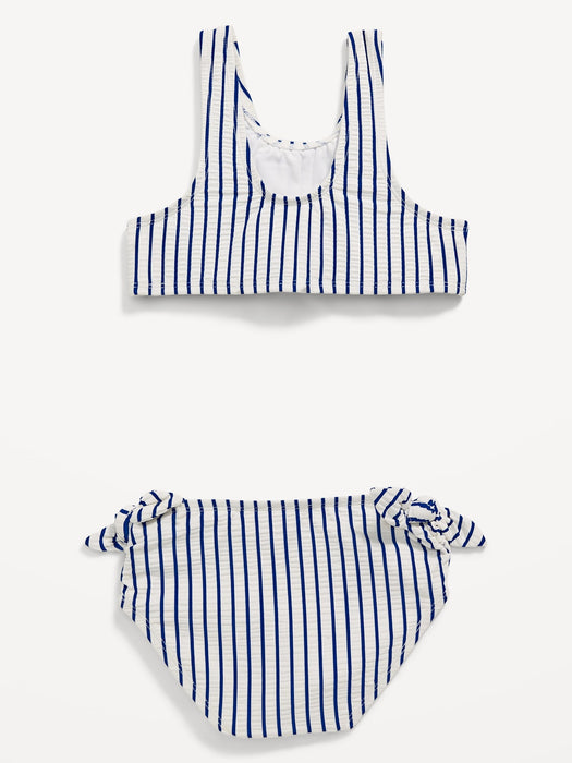 Striped Tie-Front Bikini Swim Set for Toddler Girls