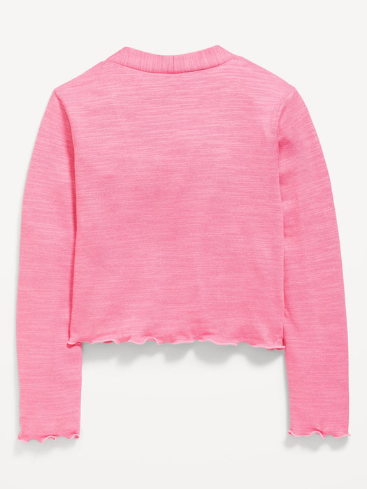 Cozy Cropped Button-Front Cardigan Sweater for Girls