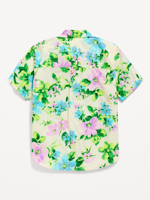 Short-Sleeve Printed Poplin Shirt for Boys