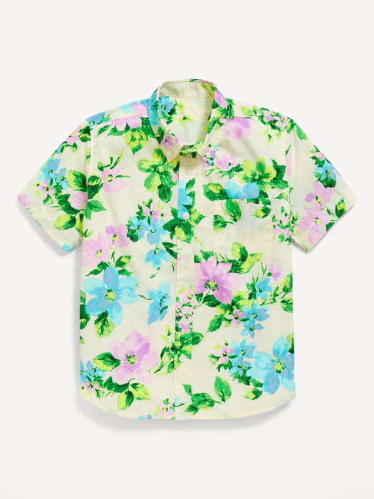 Short-Sleeve Printed Poplin Shirt for Boys