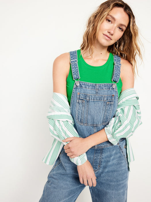 Baggy Wide-Leg Jean Overalls