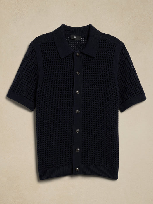 Point Sur Open-Knit Sweater Polo