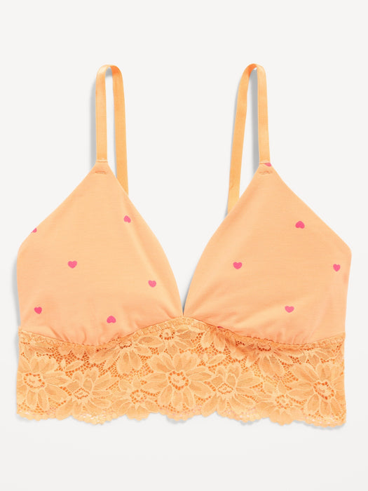 Lace-Trim V-Neck Longline Bralette