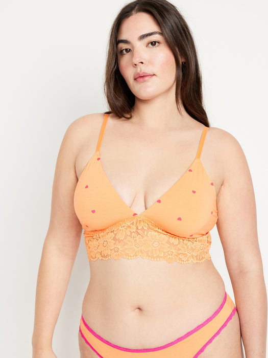 Lace-Trim V-Neck Longline Bralette