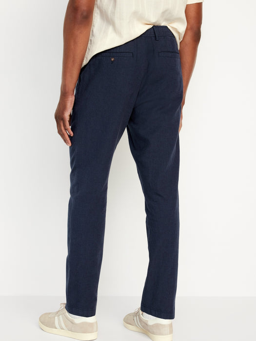 Loose Taper Linen-Blend Ankle Pants