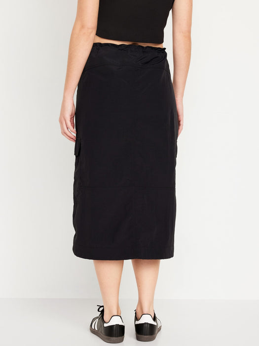 High-Waisted Utility Midi Skirt