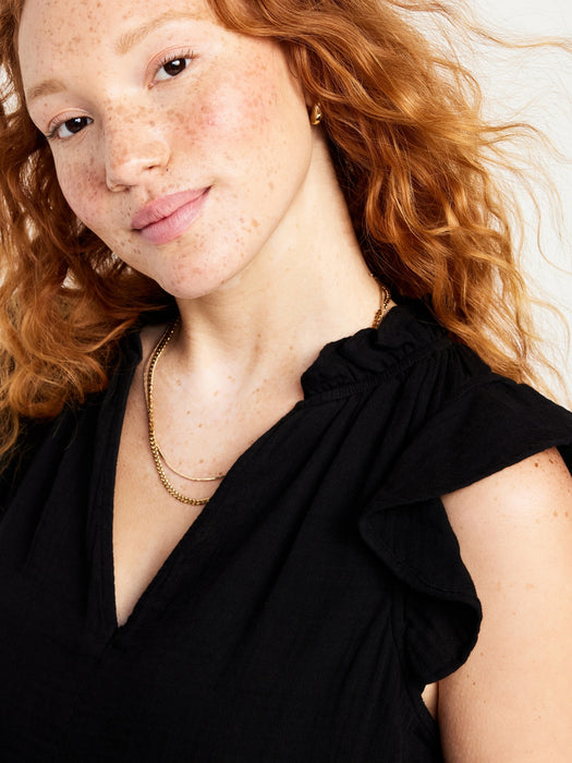 Sleeveless Crinkle Gauze Top