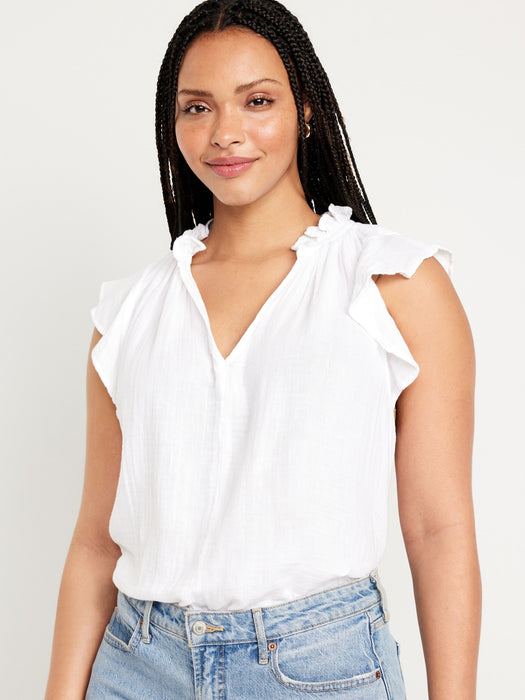 Sleeveless Crinkle Gauze Top