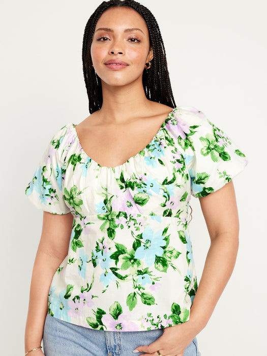 Waist-Defined V-Neck Top