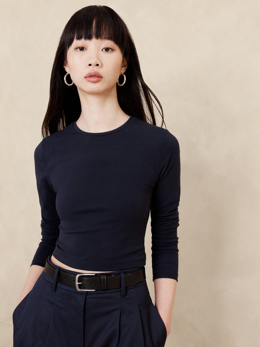 Refined Long-Sleeve Crop T-Shirt