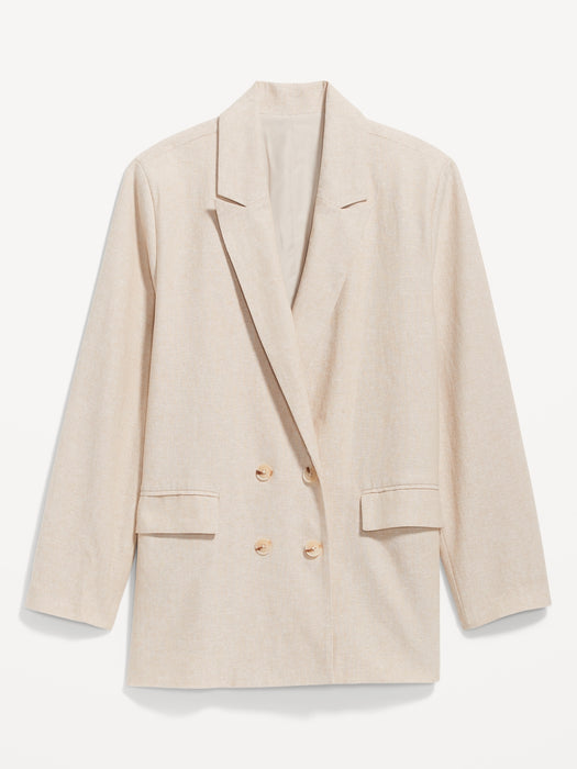 Double-Breasted Linen-Blend Blazer