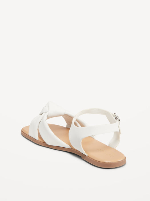 Faux-Leather Knotted Strap Sandals for Girls